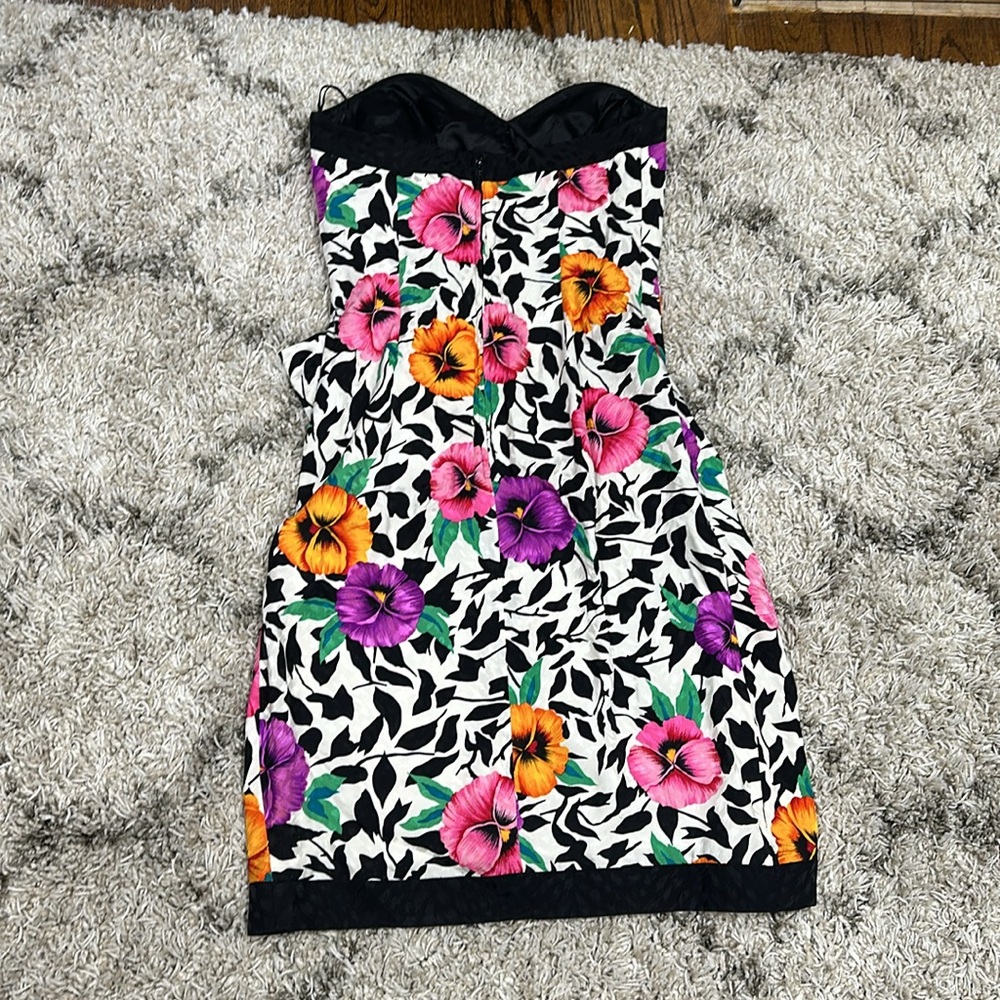 Wow!!! AJ Bari dress vintage floral 100% silk 6 80s prom - Picture 7 of 10